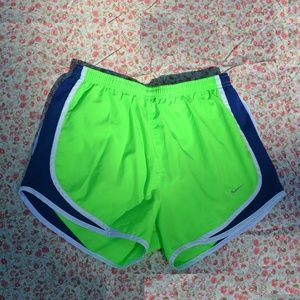 Nike Tempo Shorts Neon Green Navy Blue Small